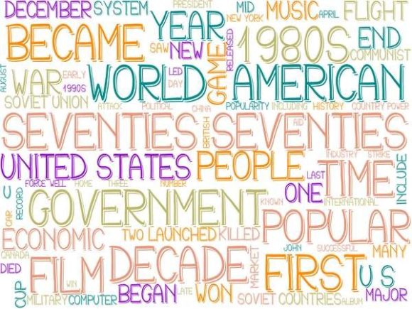 Seventies Wordcloud Skinny Tumbler